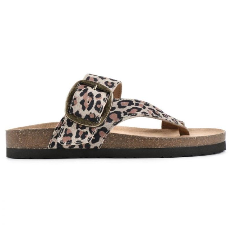 White Mountain | Women's Harley Leather Footbeds Sandal-Natural Leopard