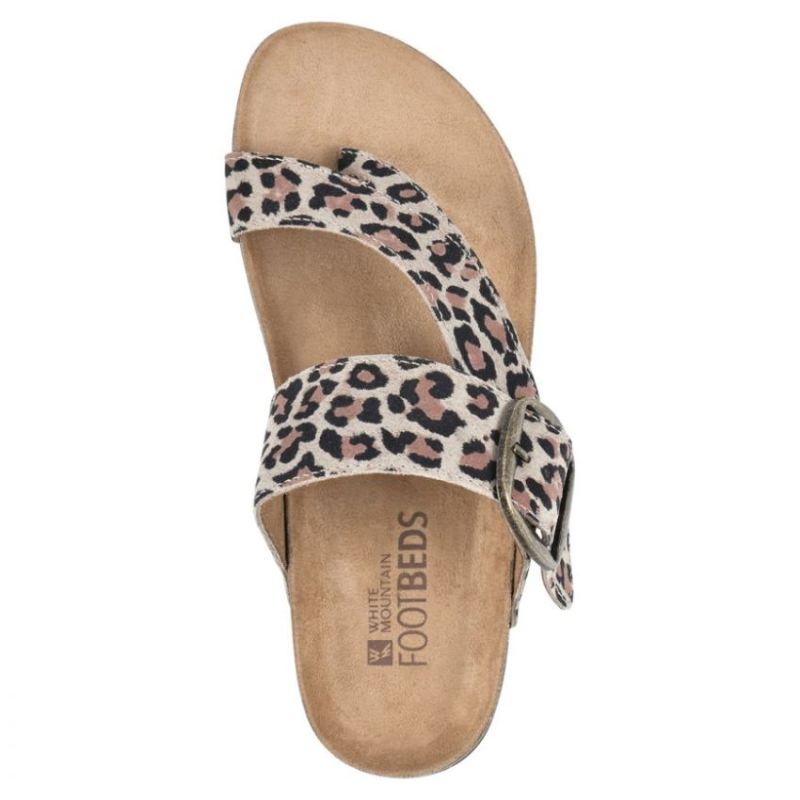 White Mountain | Women's Harley Leather Footbeds Sandal-Natural Leopard