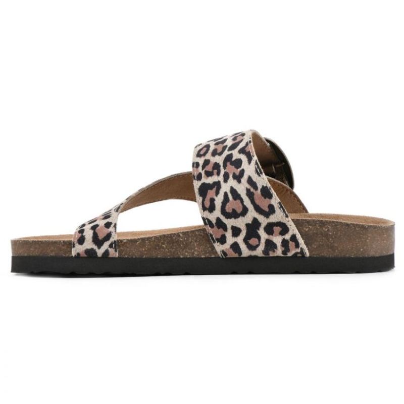 White Mountain | Women's Harley Leather Footbeds Sandal-Natural Leopard