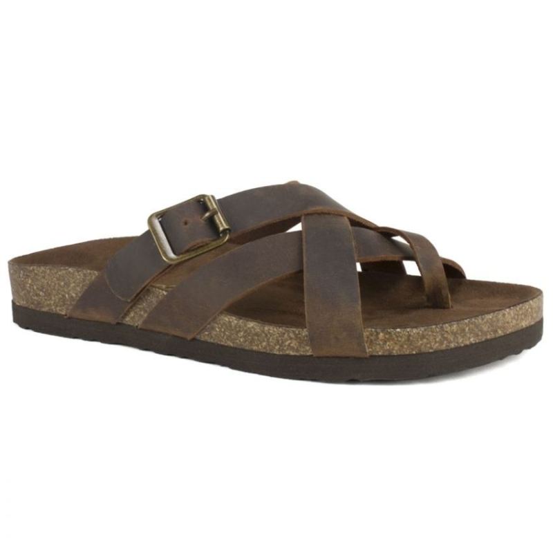 White Mountain | Women's Hobo Leather Footbeds Sandal-Brown