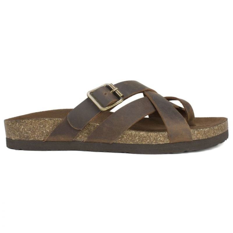 White Mountain | Women's Hobo Leather Footbeds Sandal-Brown