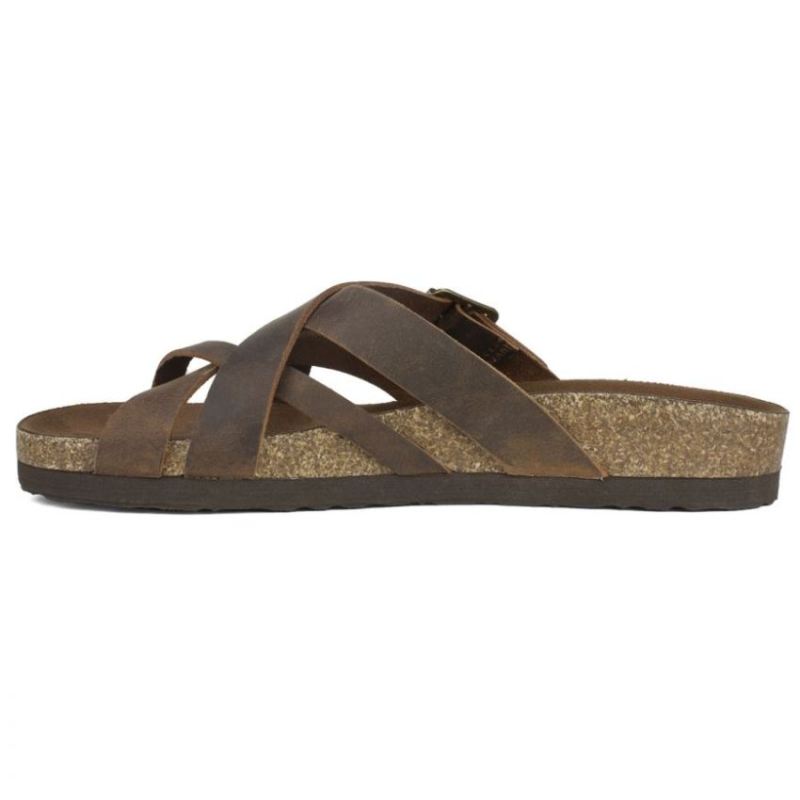 White Mountain | Women's Hobo Leather Footbeds Sandal-Brown