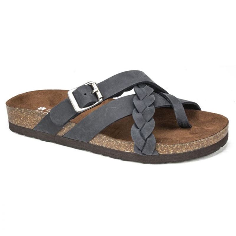 White Mountain | Women's Harrington Leather Footbeds Sandal-Black