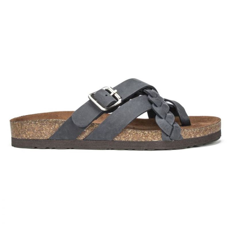 White Mountain | Women's Harrington Leather Footbeds Sandal-Black