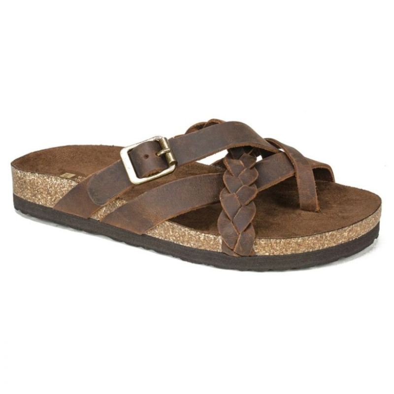 White Mountain | Women's Harrington Leather Footbeds Sandal-Brown