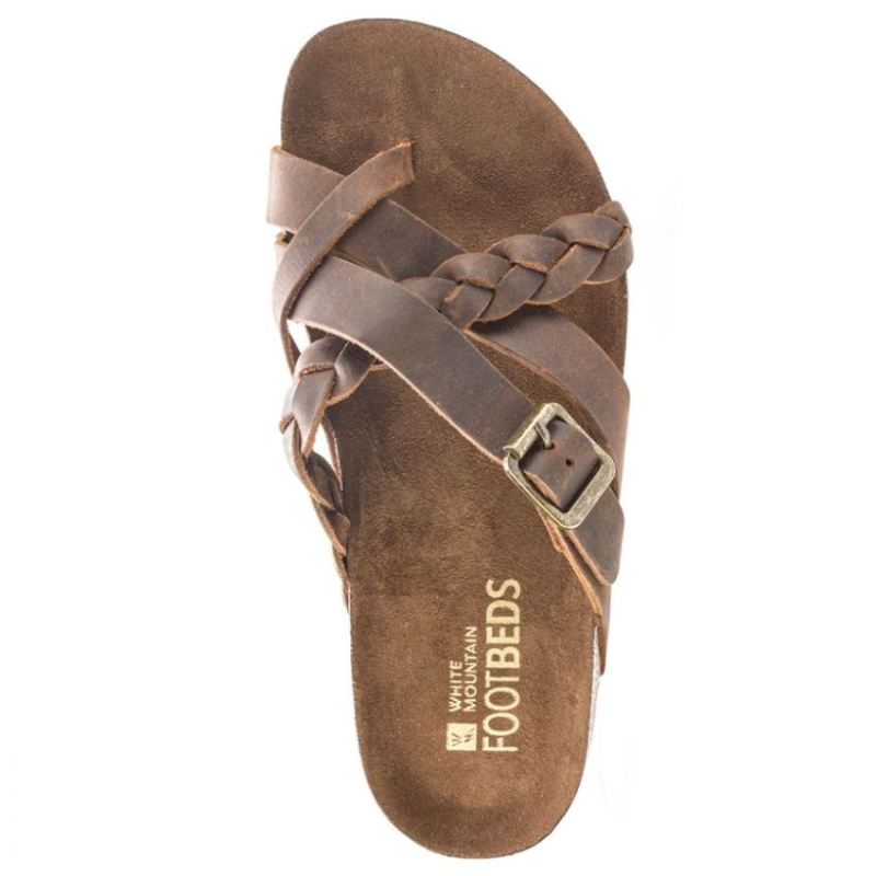 White Mountain | Women's Harrington Leather Footbeds Sandal-Brown