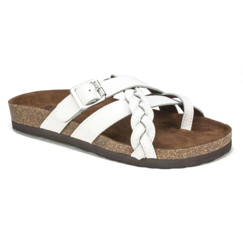 White Mountain | Women's Harrington Leather Footbeds Sandal-White