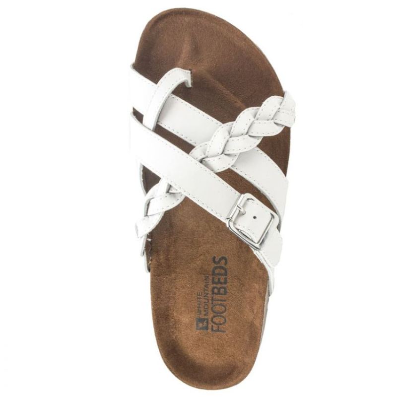 White Mountain | Women's Harrington Leather Footbeds Sandal-White