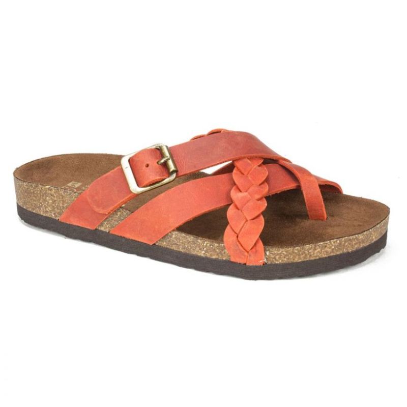 White Mountain | Women's Harrington Leather Footbeds Sandal-Rust