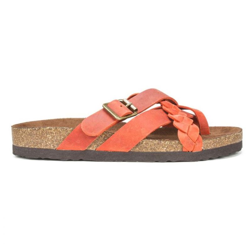 White Mountain | Women's Harrington Leather Footbeds Sandal-Rust