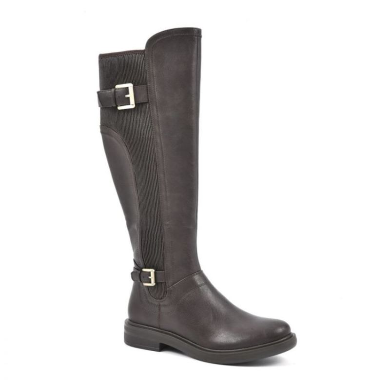 White Mountain | Women's Meditate Tall Boot-Dark Brown Faux Leather