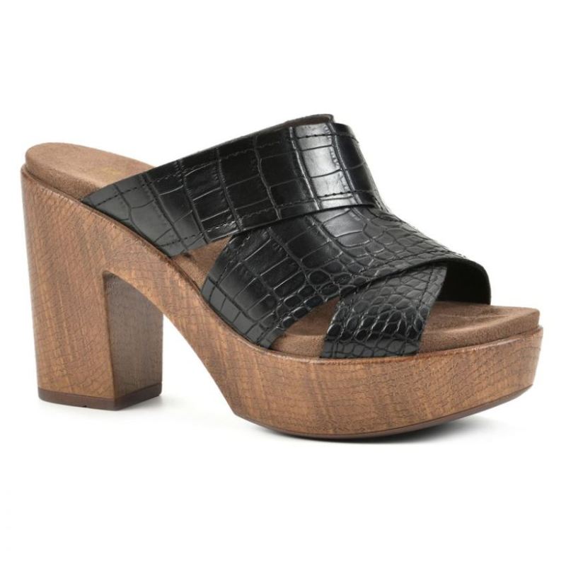 White Mountain | Women's Alive Footbeds Heel-Black Croco Print