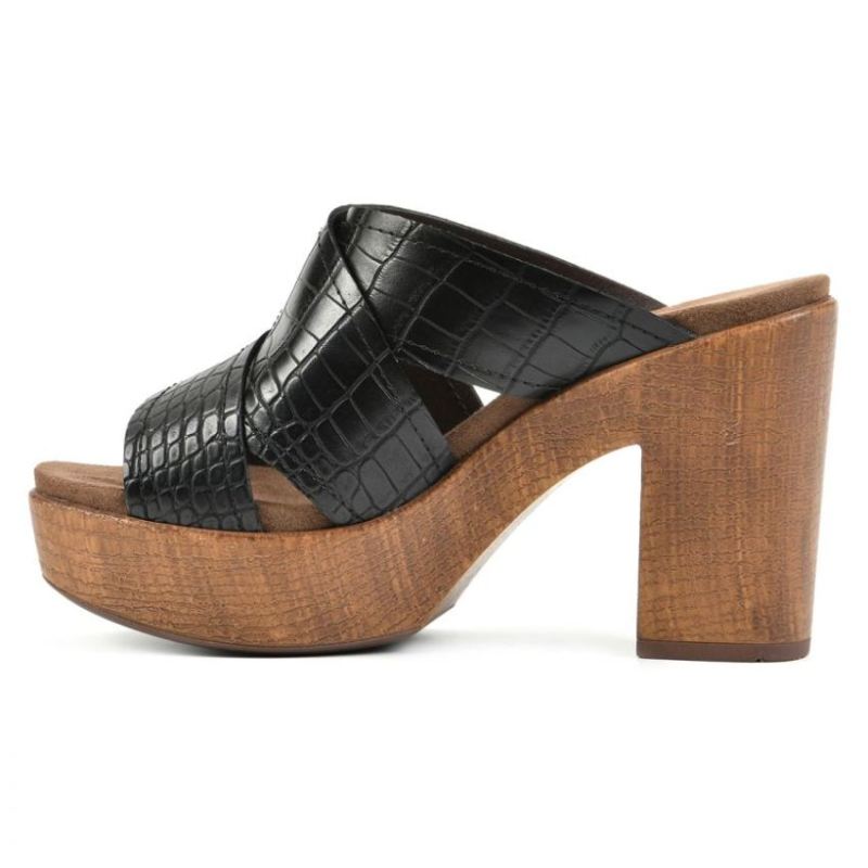 White Mountain | Women's Alive Footbeds Heel-Black Croco Print