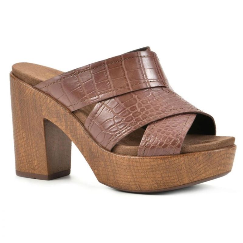 White Mountain | Women's Alive Footbeds Heel-Chestnut Croco Print