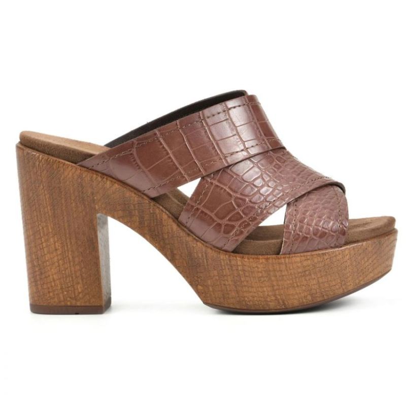 White Mountain | Women's Alive Footbeds Heel-Chestnut Croco Print