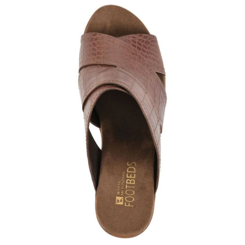 White Mountain | Women's Alive Footbeds Heel-Chestnut Croco Print