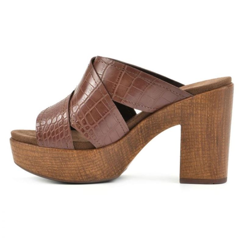 White Mountain | Women's Alive Footbeds Heel-Chestnut Croco Print