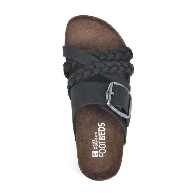 White Mountain | Women's Healing Leather Footbeds Sandal-Black