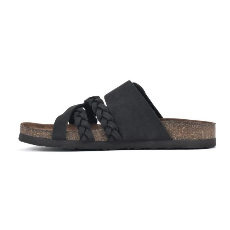 White Mountain | Women's Healing Leather Footbeds Sandal-Black