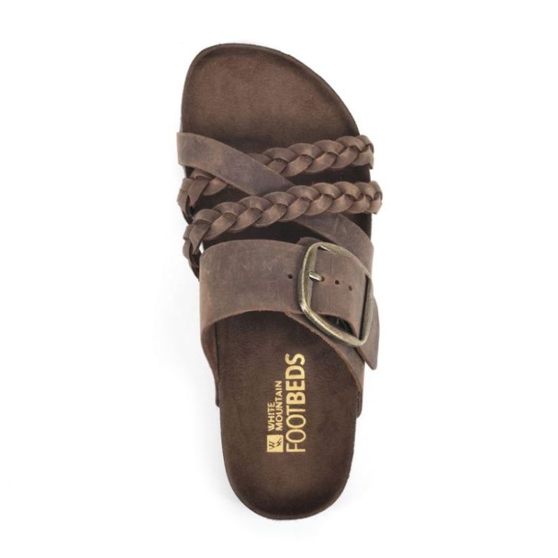 White Mountain | Women's Healing Leather Footbeds Sandal-Brown