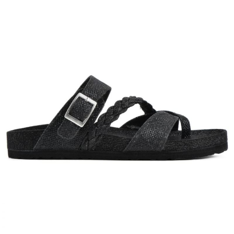 White Mountain | Women's Hazy Footbeds Sandal-Black Glitter