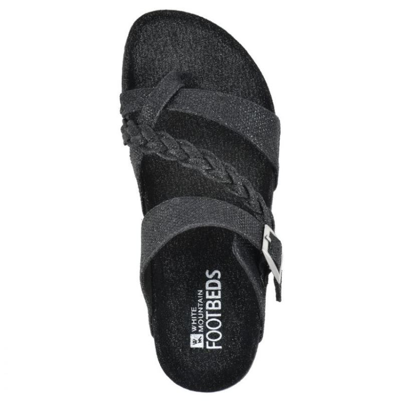 White Mountain | Women's Hazy Footbeds Sandal-Black Glitter