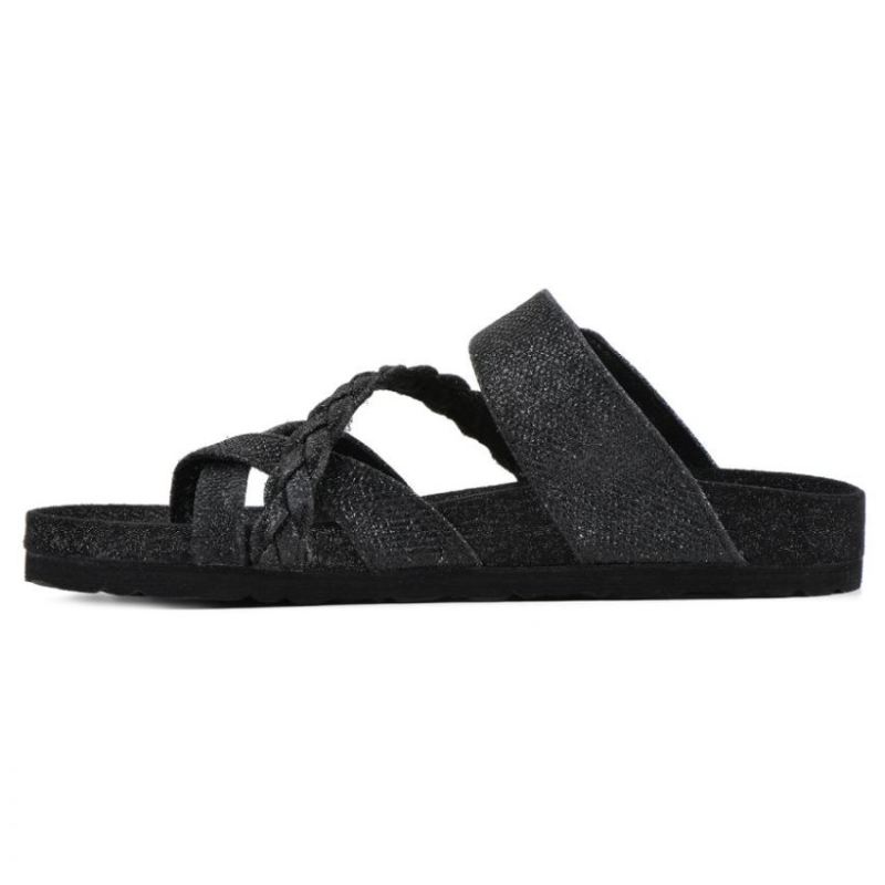 White Mountain | Women's Hazy Footbeds Sandal-Black Glitter