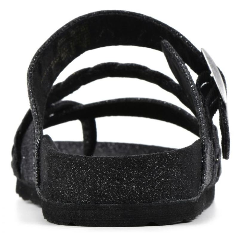 White Mountain | Women's Hazy Footbeds Sandal-Black Glitter