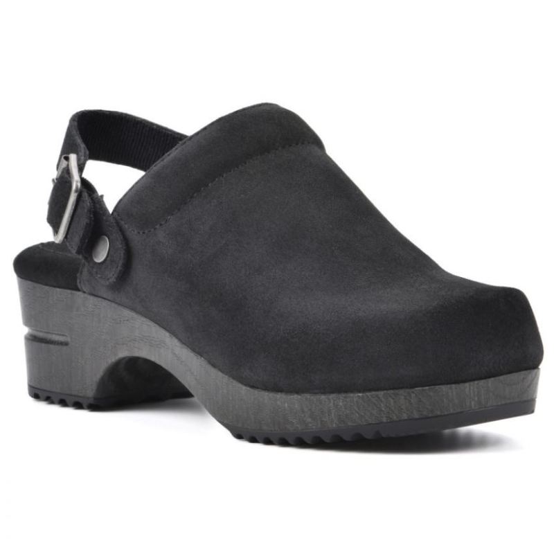 White Mountain | Women's Being Leather Clog-Black Suede