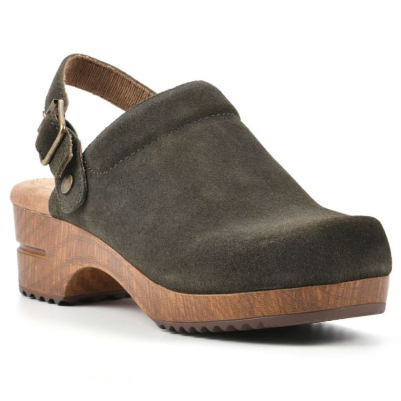 White Mountain | Women's Being Leather Clog-Olive Suede