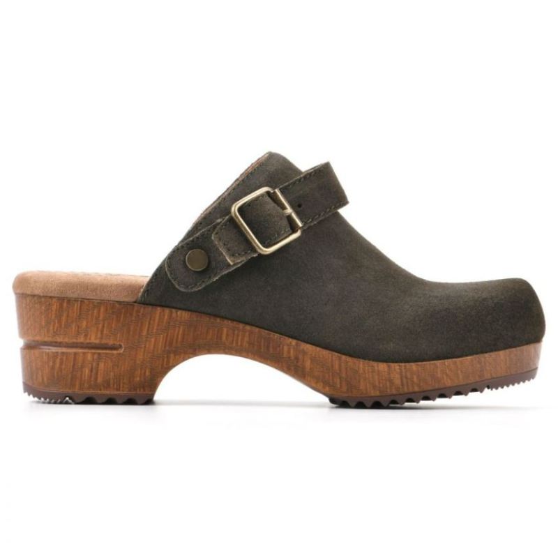 White Mountain | Women's Being Leather Clog-Olive Suede