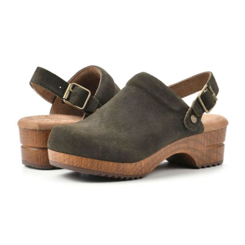 White Mountain | Women's Being Leather Clog-Olive Suede