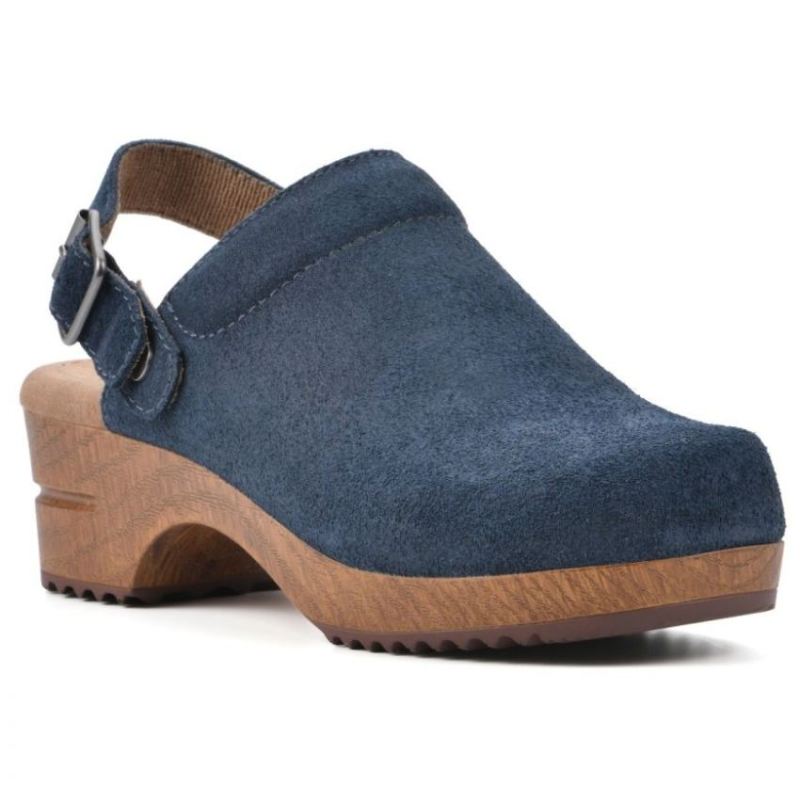 White Mountain | Women's Being Leather Clog-Navy Suede