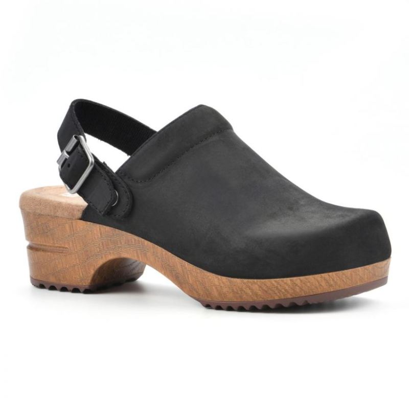 White Mountain | Women's Being Leather Clog-Black Nubuck Leather