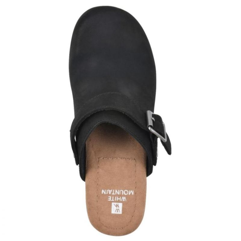 White Mountain | Women's Being Leather Clog-Black Nubuck Leather