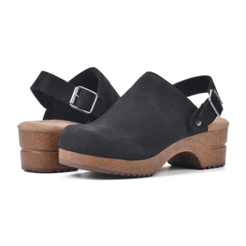 White Mountain | Women's Being Leather Clog-Black Nubuck Leather