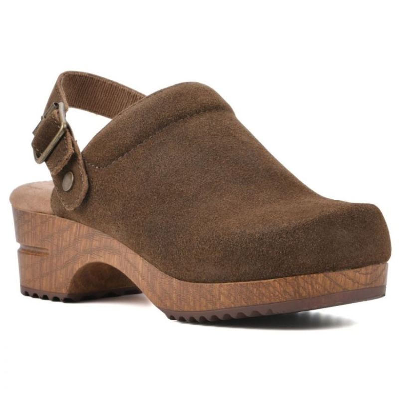 White Mountain | Women's Being Leather Clog-Brown Suede