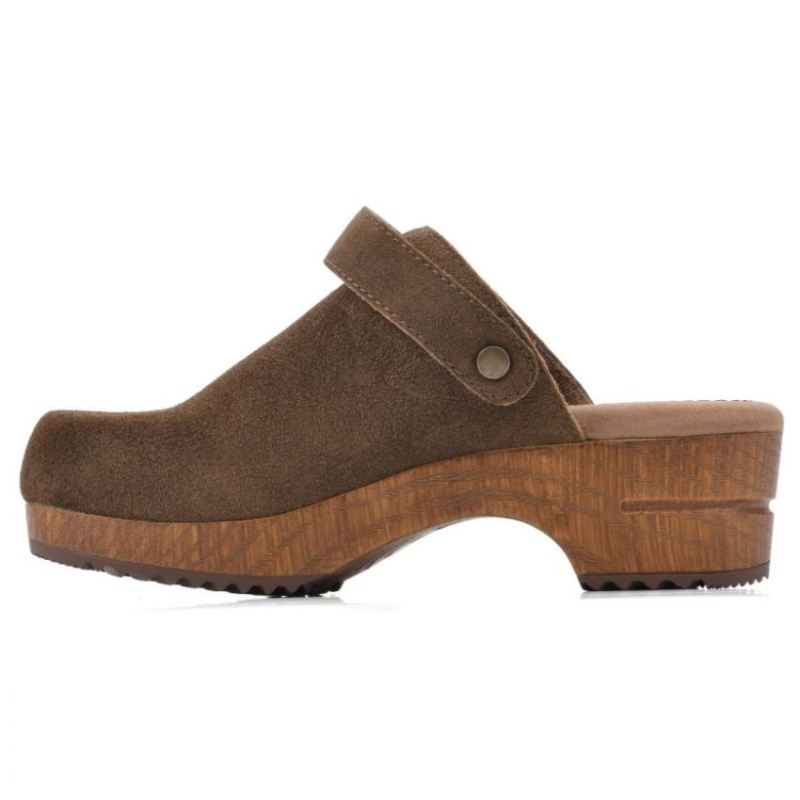 White Mountain | Women's Being Leather Clog-Brown Suede