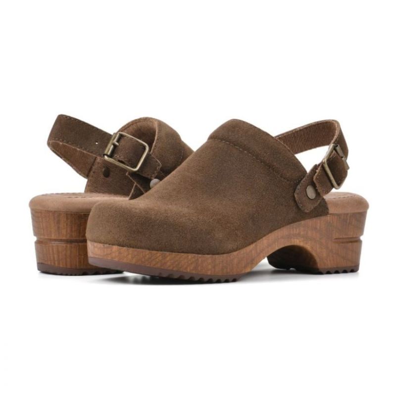 White Mountain | Women's Being Leather Clog-Brown Suede