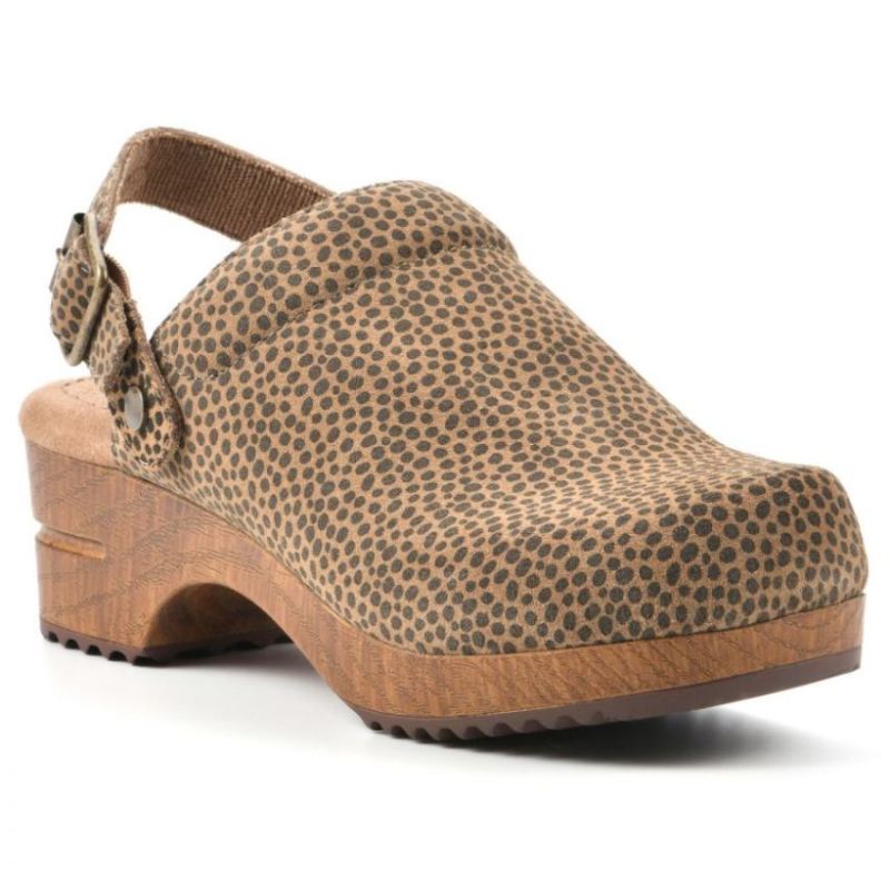 White Mountain | Women's Being Leather Clog-Tan Cheetah Print Leather