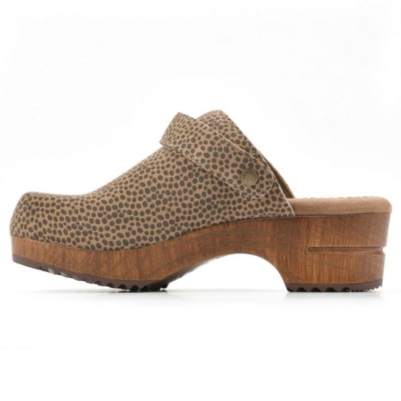 White Mountain | Women's Being Leather Clog-Tan Cheetah Print Leather