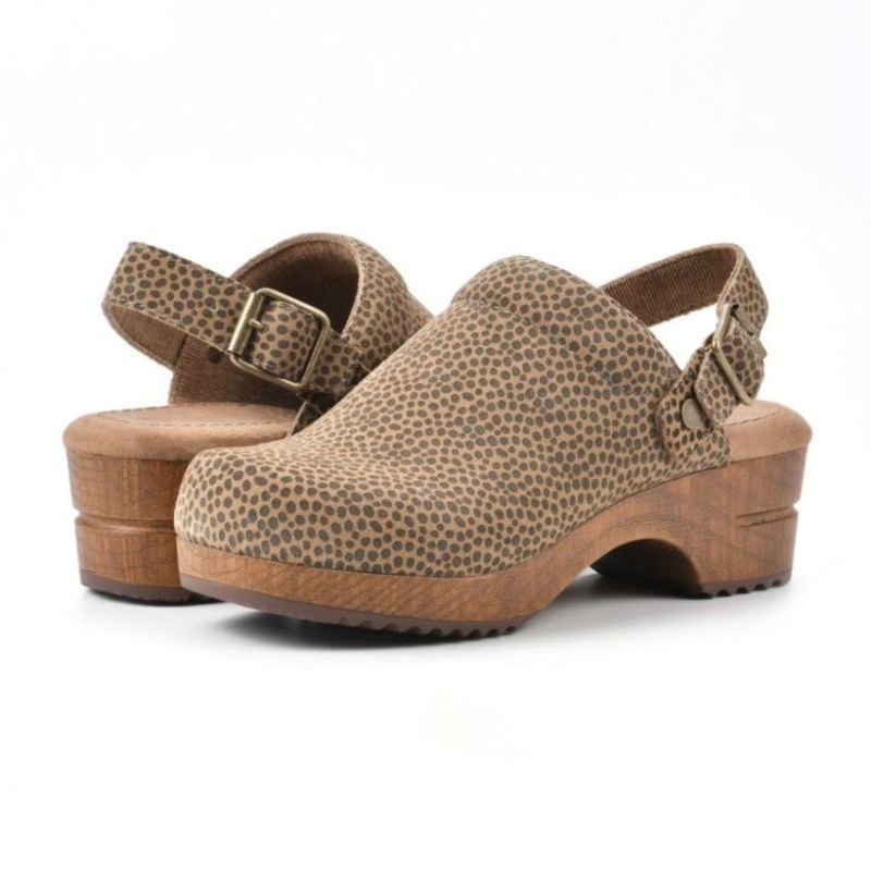 White Mountain | Women's Being Leather Clog-Tan Cheetah Print Leather