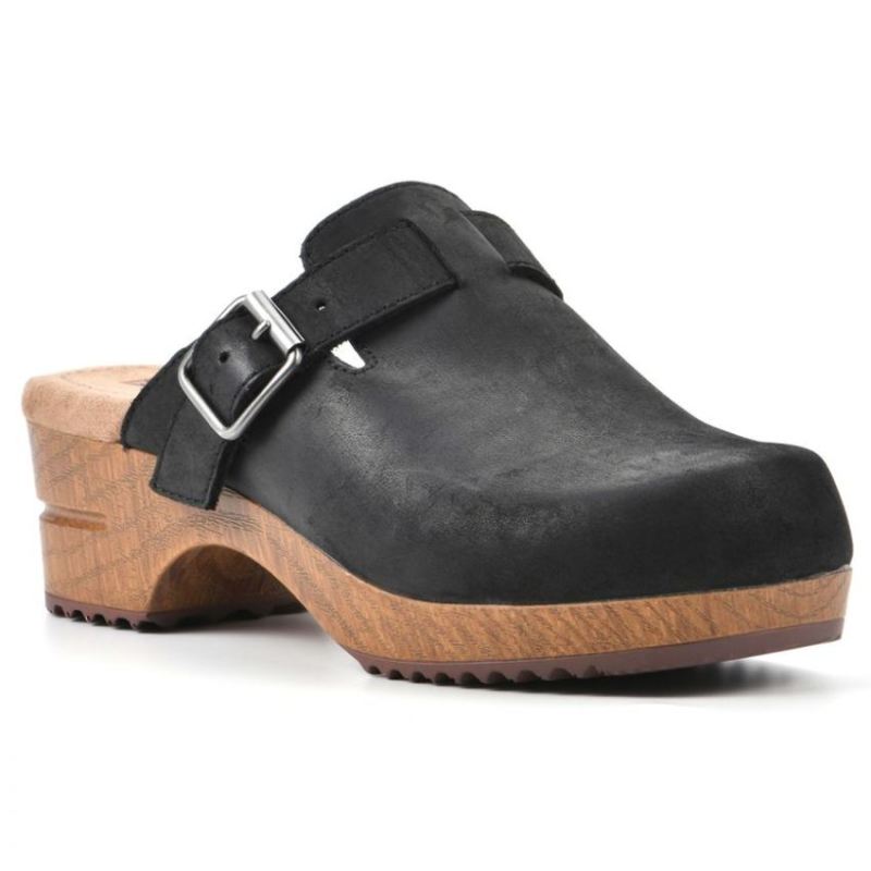 White Mountain | Women's Behold Leather Clog-Black Nubuck Leather