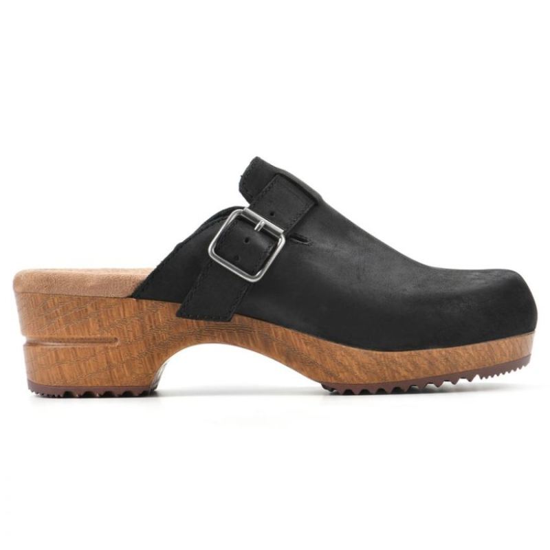 White Mountain | Women's Behold Leather Clog-Black Nubuck Leather