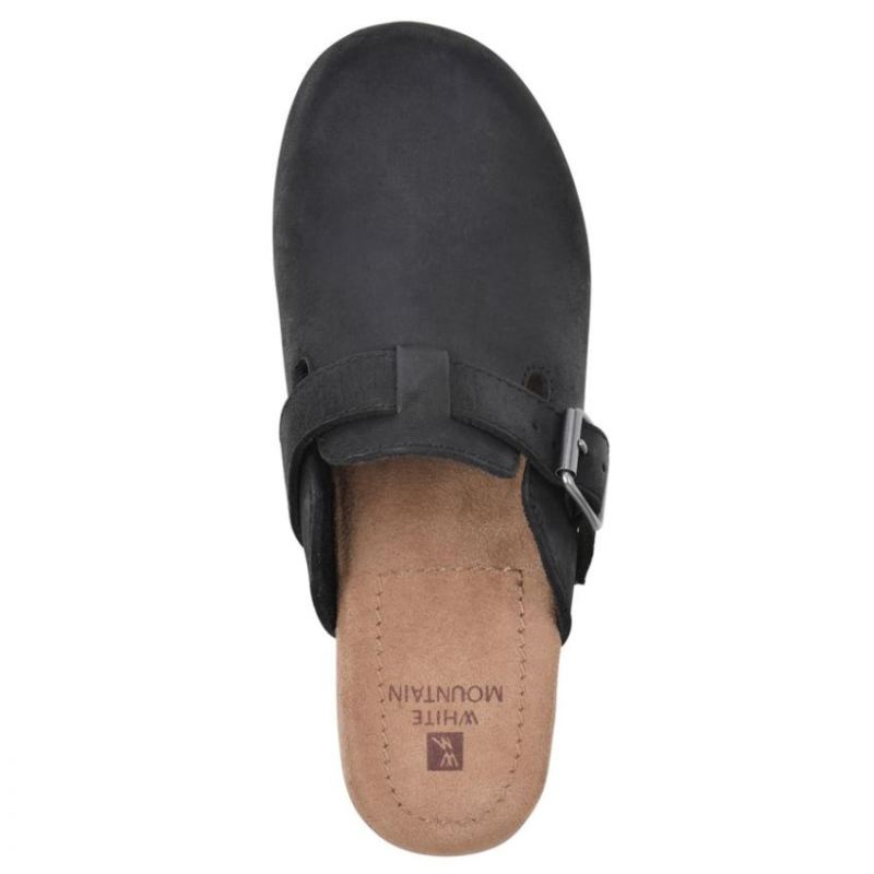 White Mountain | Women's Behold Leather Clog-Black Nubuck Leather