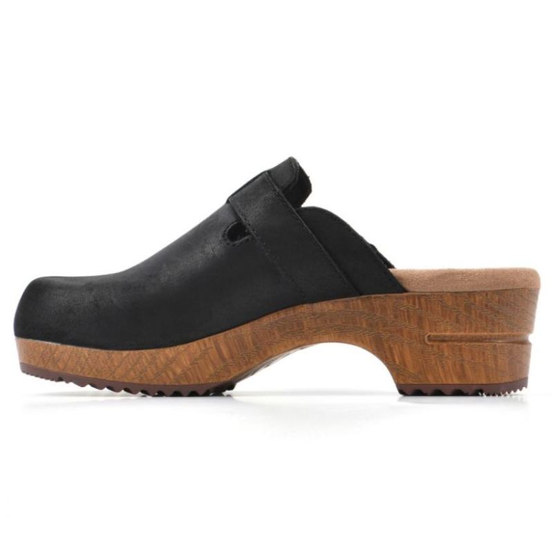 White Mountain | Women's Behold Leather Clog-Black Nubuck Leather