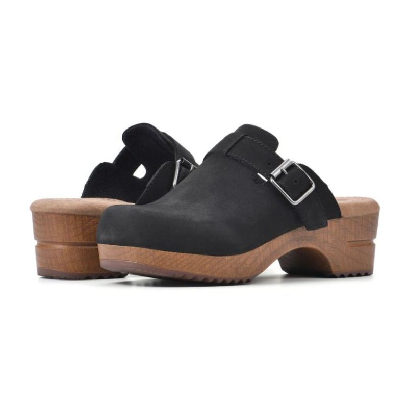 White Mountain | Women's Behold Leather Clog-Black Nubuck Leather