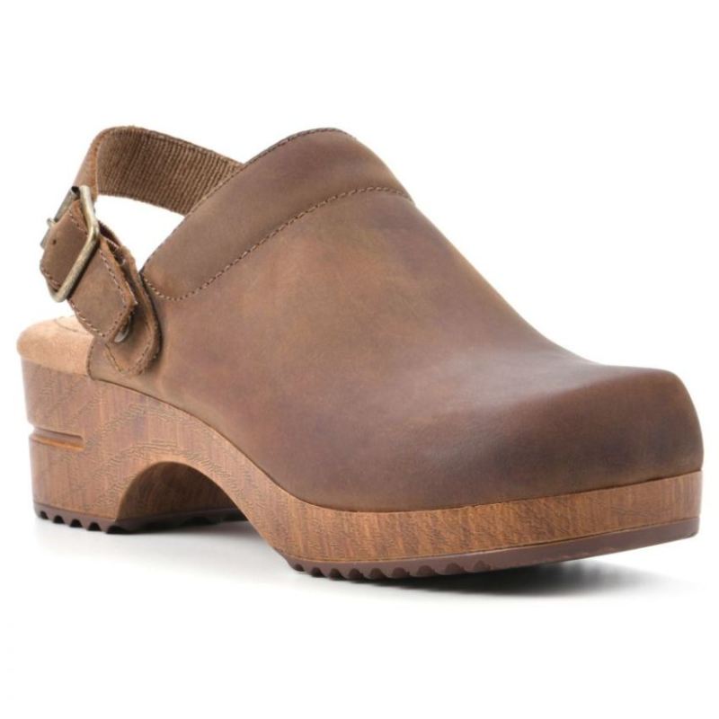 White Mountain | Women's Being Leather Clog-Brown Leather