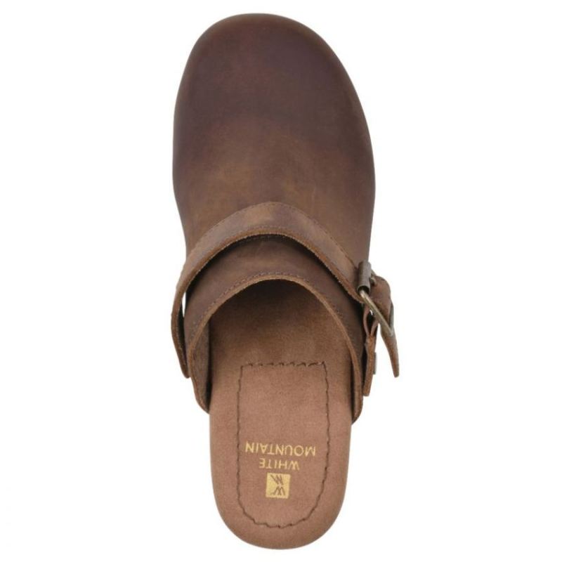 White Mountain | Women's Being Leather Clog-Brown Leather