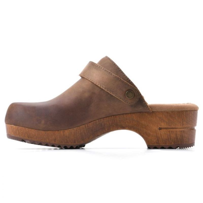 White Mountain | Women's Being Leather Clog-Brown Leather